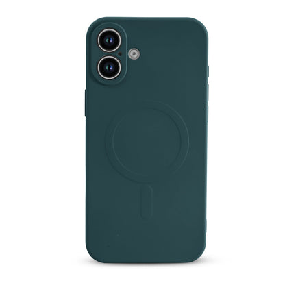 iPhone 16 Hoesje - Groen - Liquid Siliconen MagSafe Thick Ring Back Cover