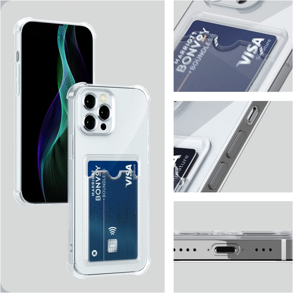 Apple iPhone 12 Pro Max Case - Clear - Back Cover with Card Holder