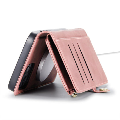 Apple iPhone 15 Pro Max Case - Pale Pink - Luxury MagSafe Wallet Case with Zipper and Phone Strap