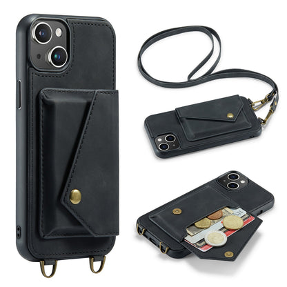 Apple iPhone 15 Plus Case - Charcoal Gray - Luxury Back Cover with Phone Strap