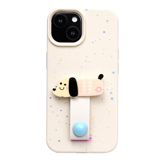 Apple iPhone 13 Hülle - Beige Welpe - Silikon Backcover mit Fingerhalter