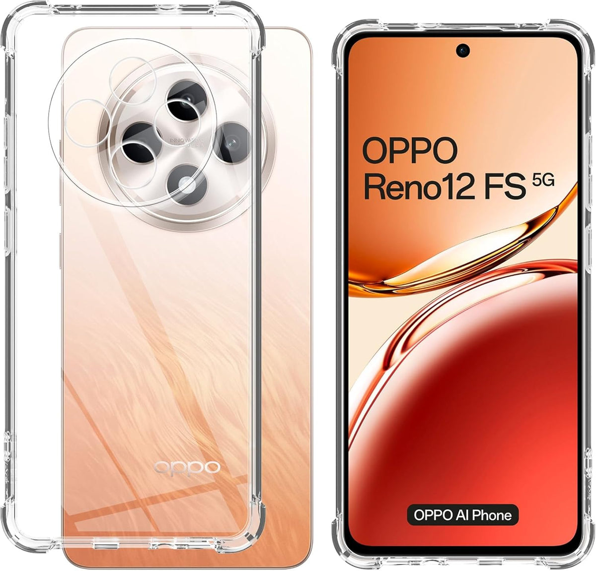 Oppo Reno 12 FS Hoesje - Transparant - Anti-Shock Back Cover