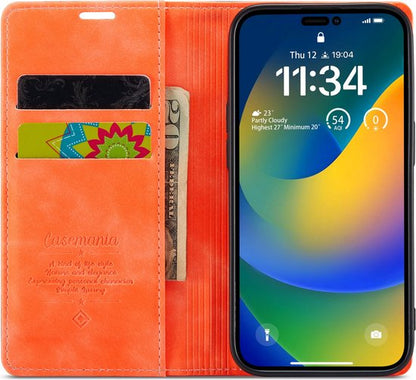 Apple iPhone 14 Pro Hoesje - Topaz Orange - Dunne Bookcase