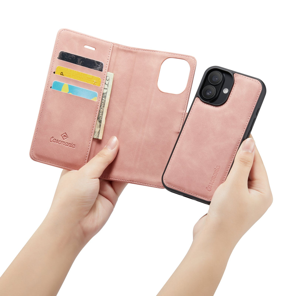 iPhone 16 Hoesje - Pale Pink - 2 in 1 Bookcase