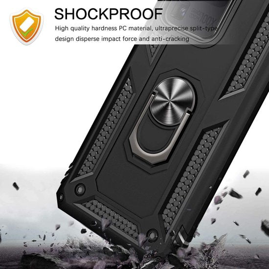 Samsung Galaxy S20 Ultra Hoesje - Zwart - Armor Kickstand Back Cover