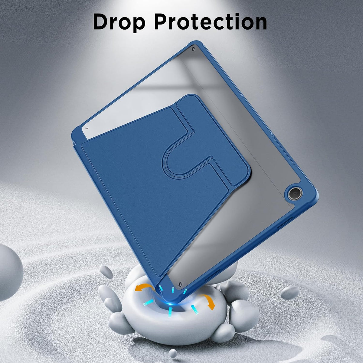Samsung Galaxy Tab A11 Plus / A9 Plus Tablethoes - Donker Blauw - 360° Draaibaar Tablet Cover met Transparante Achterkant