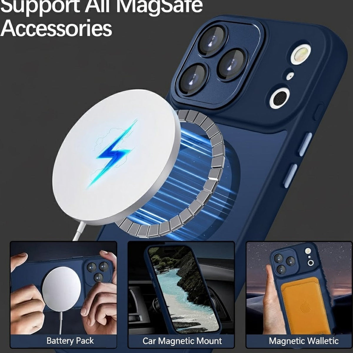 Apple iPhone 18 Pro Max Case - Dark Blue - Matte Armor MagSafe Back Cover