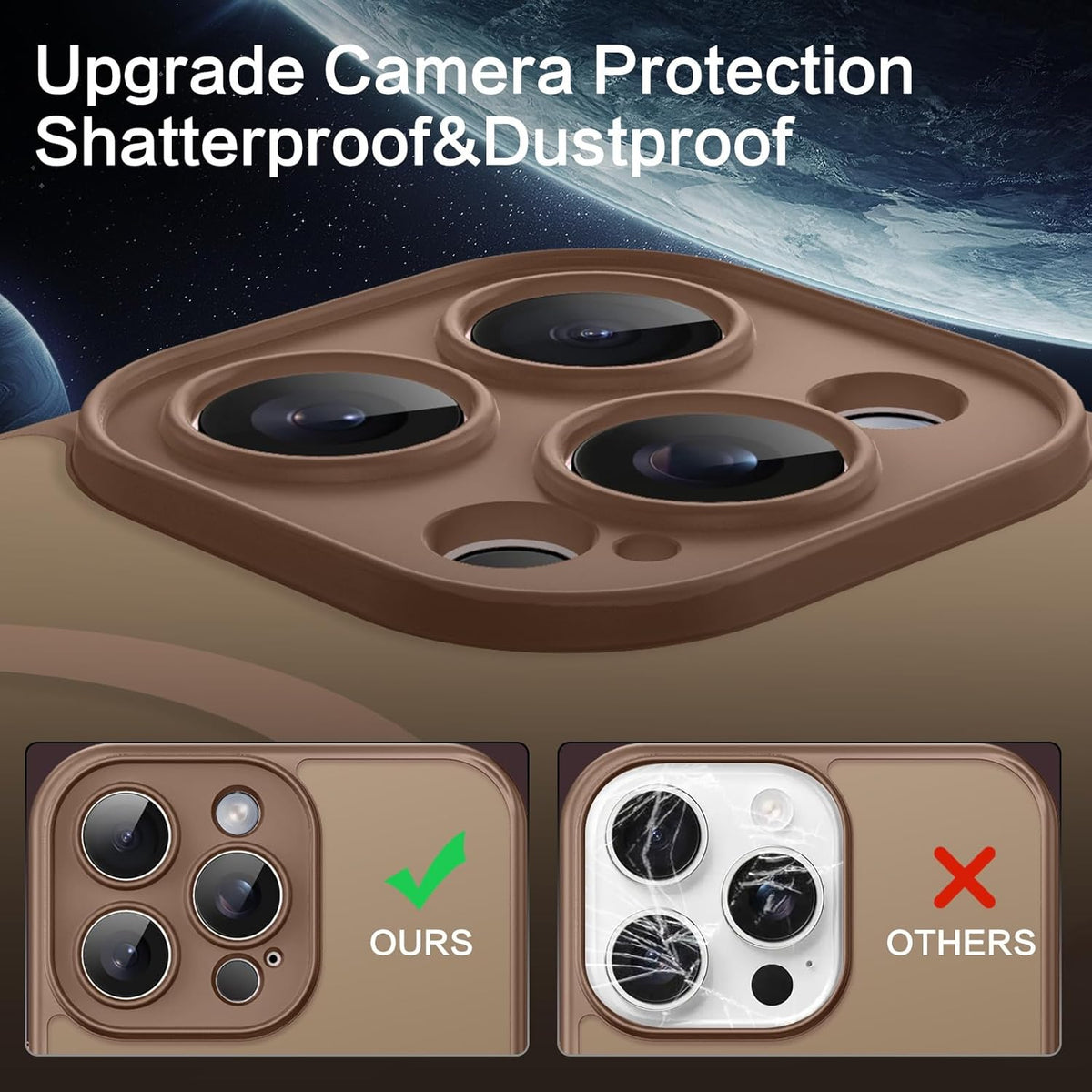 Apple iPhone 15 Pro Max Case - Brown - Matte Armour MagSafe Back Cover with Camera Protection