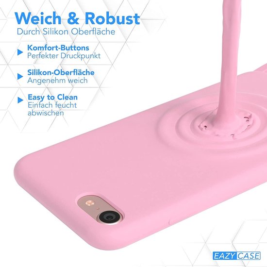 iPhone SE 2022/SE 2020 Hoesje - Roze - Siliconen Back Cover met Telefoonkoord