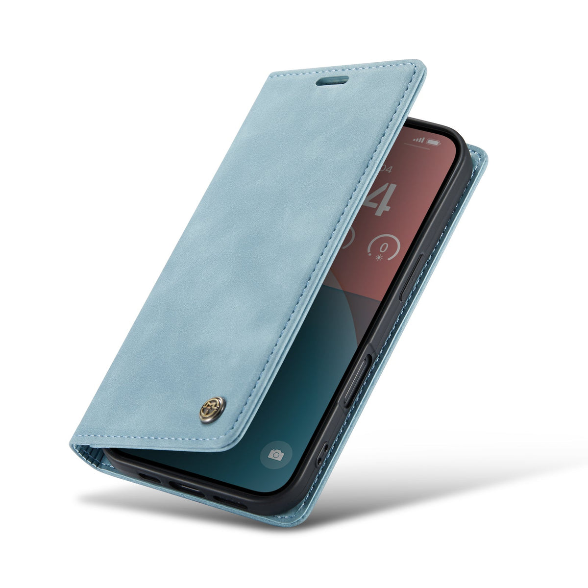 iPhone 16 Plus Hoesje - Aqua Blue - Dunne Bookcase