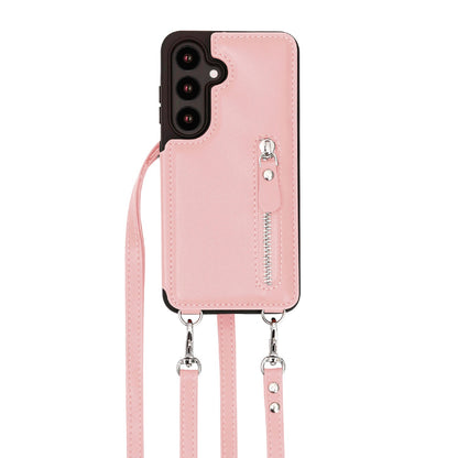 Samsung Galaxy S25 Hoesje - Roze - Luxe Back Cover met Telefoonkoord en Rits