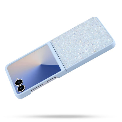 Samsung Galaxy Z Flip 7 Hoesje - Licht Blauw - Diamant Glitter Back Cover