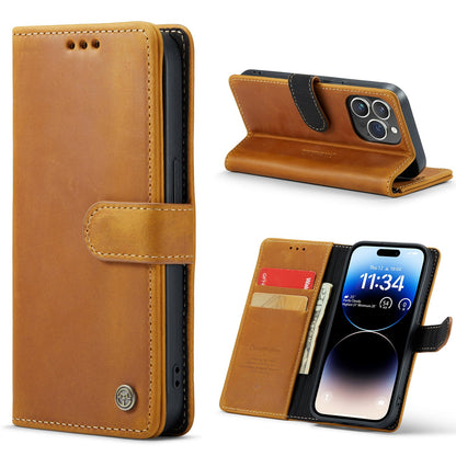 iPhone 14 Pro Hoesje - Bruin - Echt Leren Bookcase