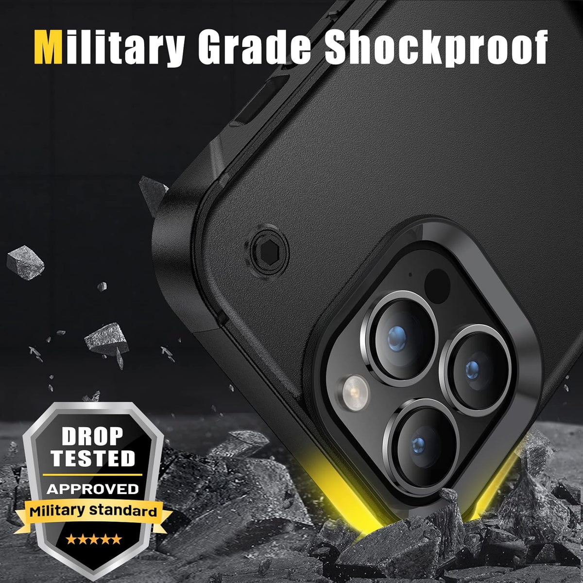 Apple iPhone 16 Pro Case - Black - Armor Kickstand Back Cover