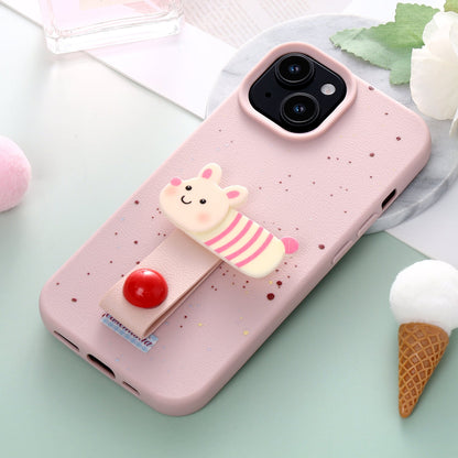 Apple iPhone 11 Hoesje - Roze - Konijntje Siliconen Back Cover met Vingerhouder