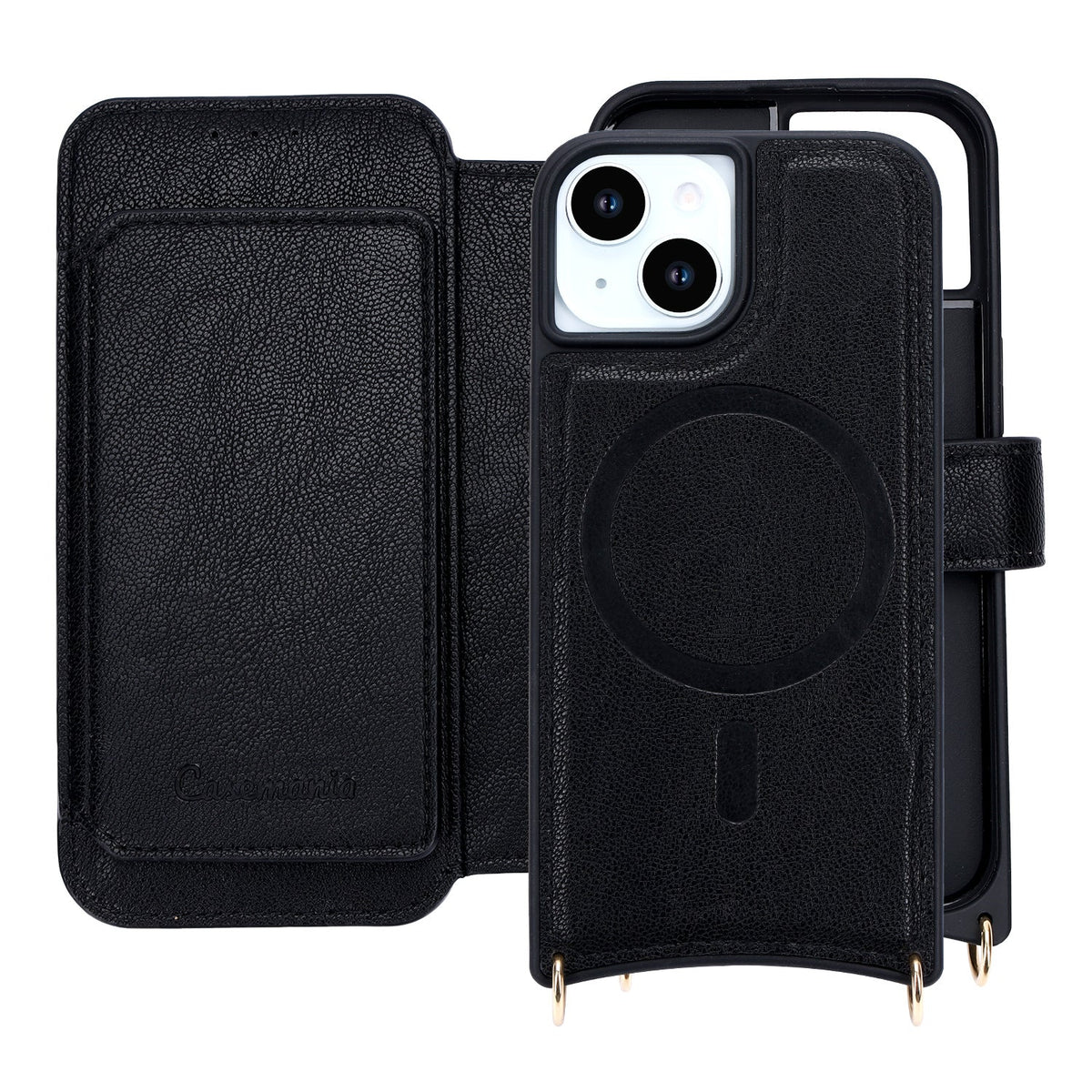 Apple iPhone 13 Case - Black - CM Amsterdam Back Cover with Phone Strap