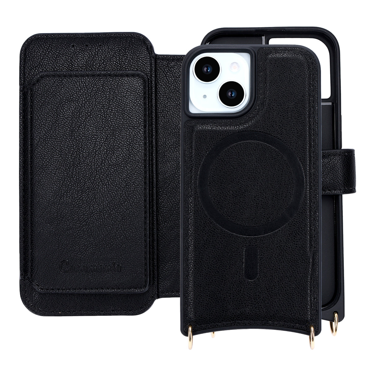 Apple iPhone 13 Hoesje - Zwart - 'Amsterdam' Magnetische Wallet Case met Pasjeshouders en