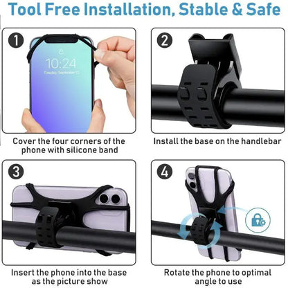 Casemania Telefoonhouder voor Fiets, Motor en Scooter - 360 Graden Rotatie Universele GSM Houder