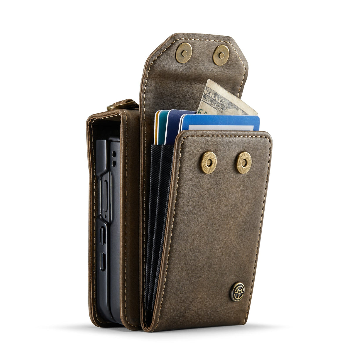 Samsung Galaxy Z Flip 7 Case - Cedar Brown - Wallet Case with Phone Strap