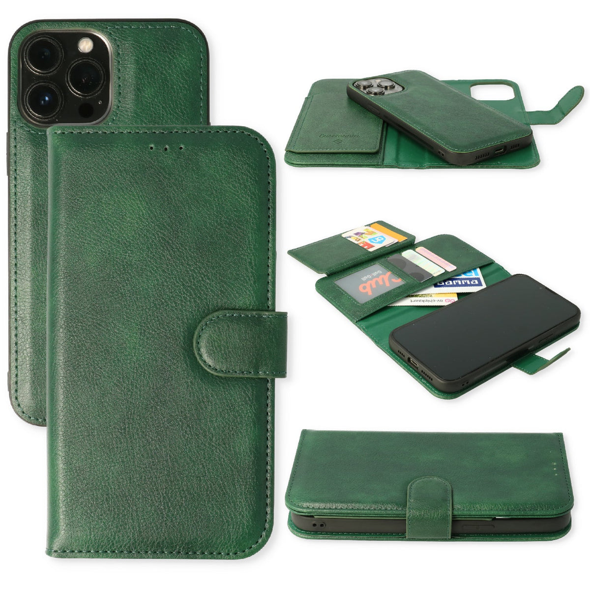 Apple iPhone 12 Case - Green - 2-in-1 Wallet Case with 10 Card Slots