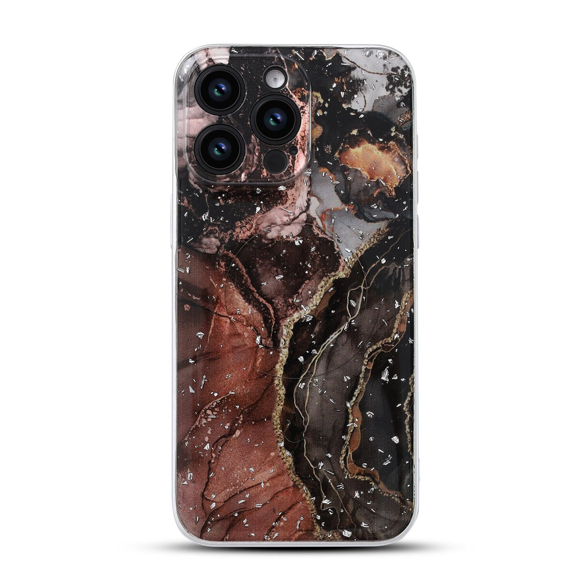 Apple iPhone 15 Pro Max Hülle - Schwarz - Marmor-Glitzer-MagSafe-Backcover