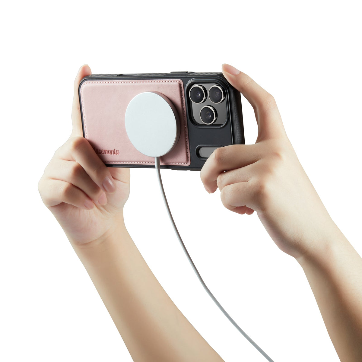 Apple iPhone 17 Pro Max Hoesje - Pale Pink - Kunstleer MagSafe Back Cover