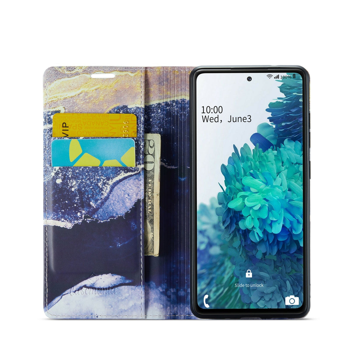 Samsung Galaxy A53 5G Hoesje - Blue Sodalite - Marmer Portemonnee Bookcase