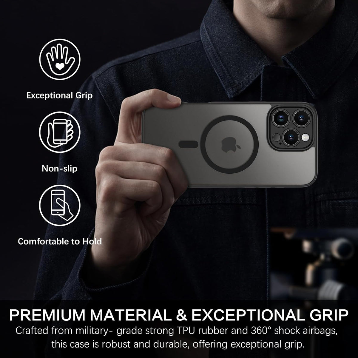 iPhone 16 Pro Hoesje - Zwart - Matte Armor MagSafe Back Cover