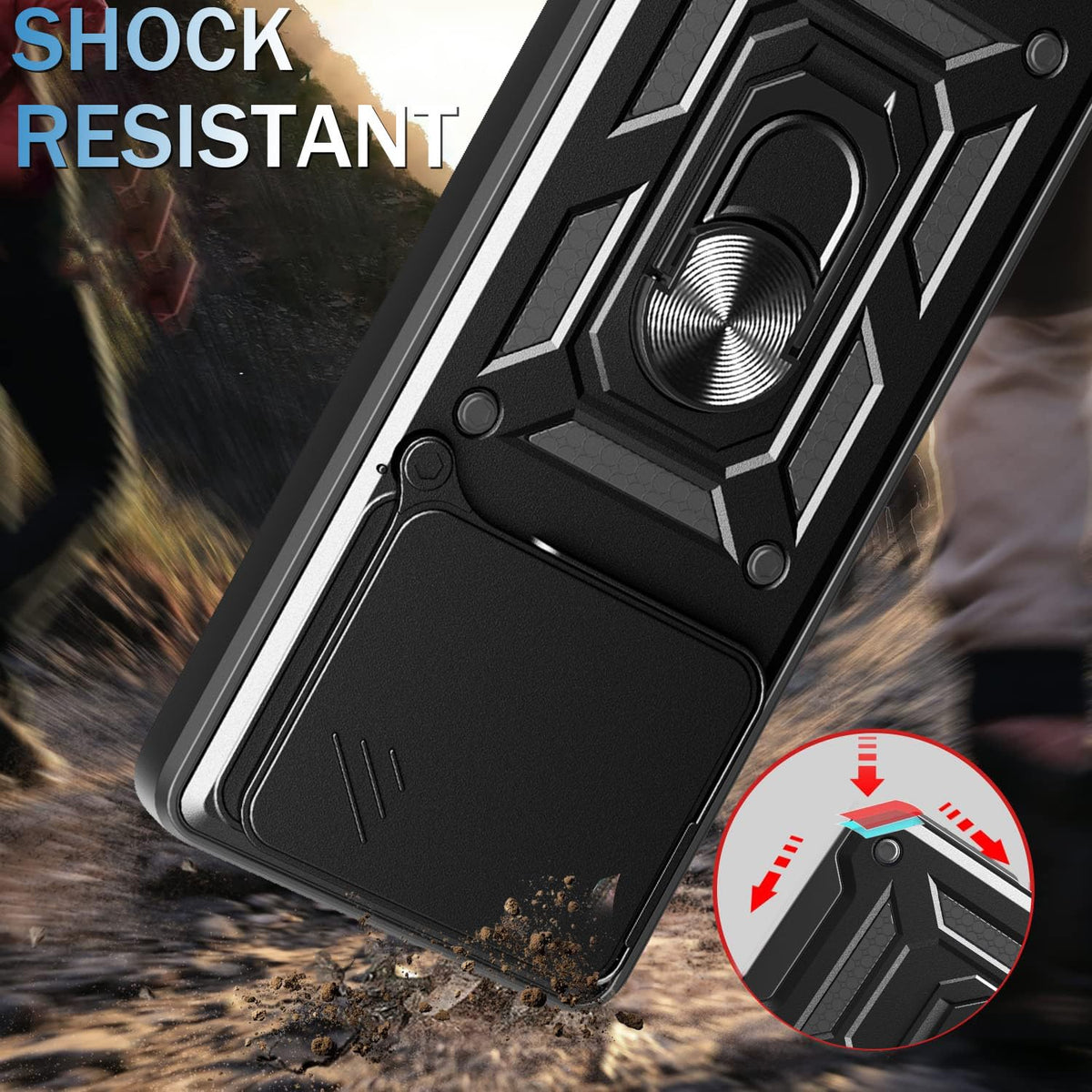 Oppo A5 Pro Hoesje - Zwart - Armor Kickstand Back Cover