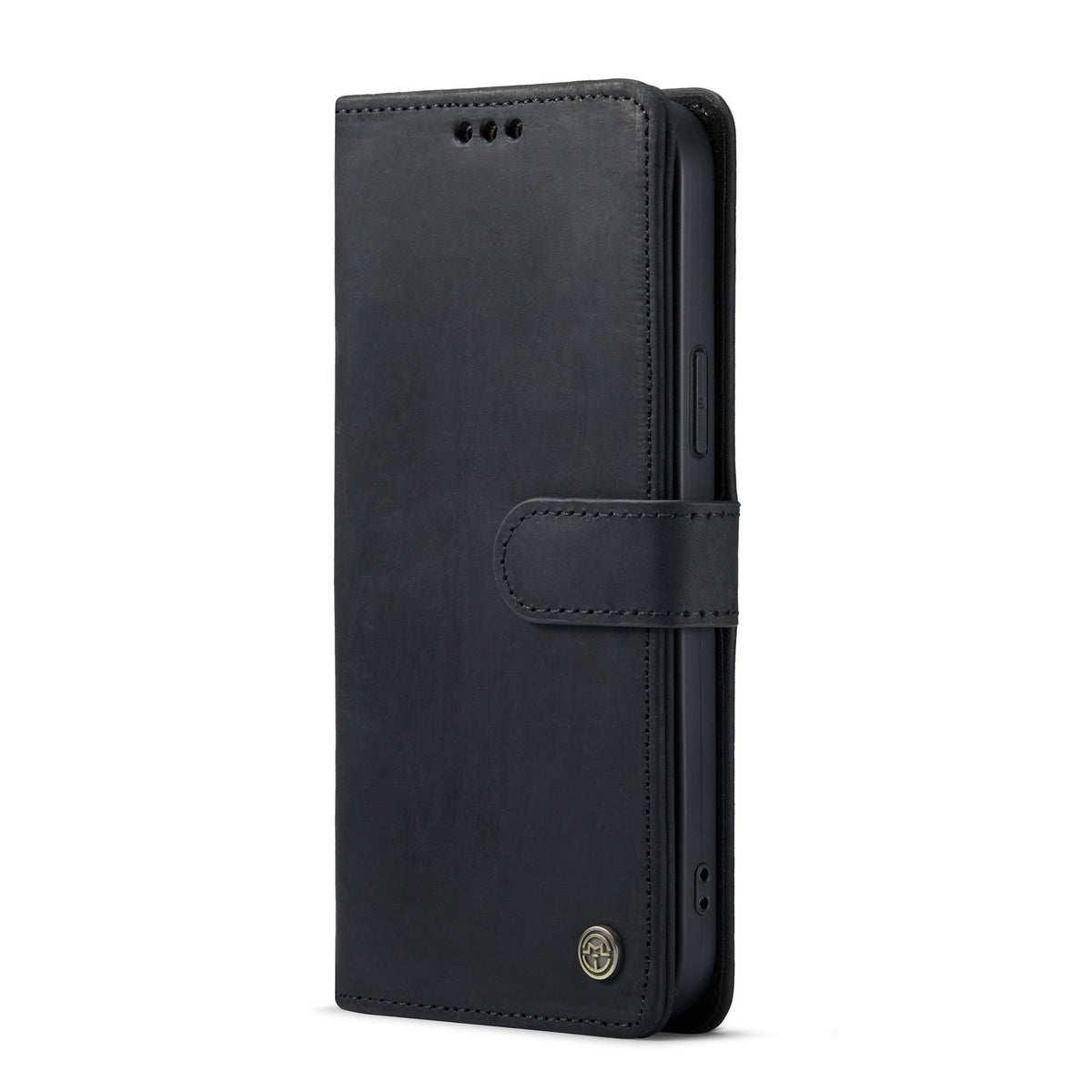 iPhone 14 Case - Black - Genuine Leather Wallet Case
