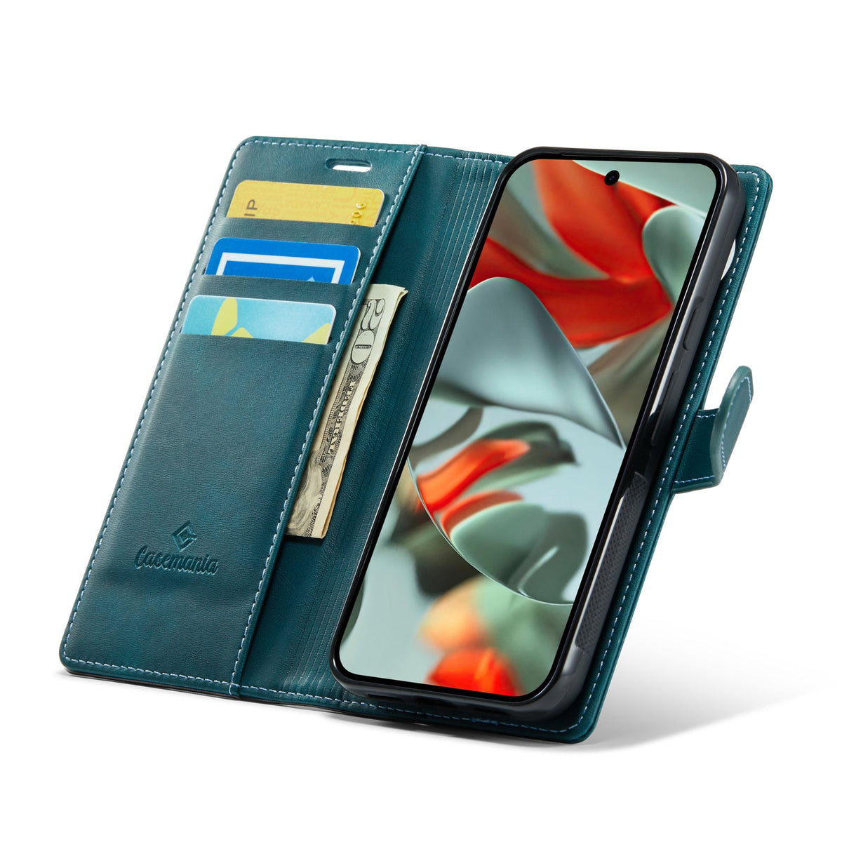Google Pixel 10 Pro XL Hülle - Emerald Green - Luxus-2-in-1-MagSafe-Klapphülle mit Kartenfach