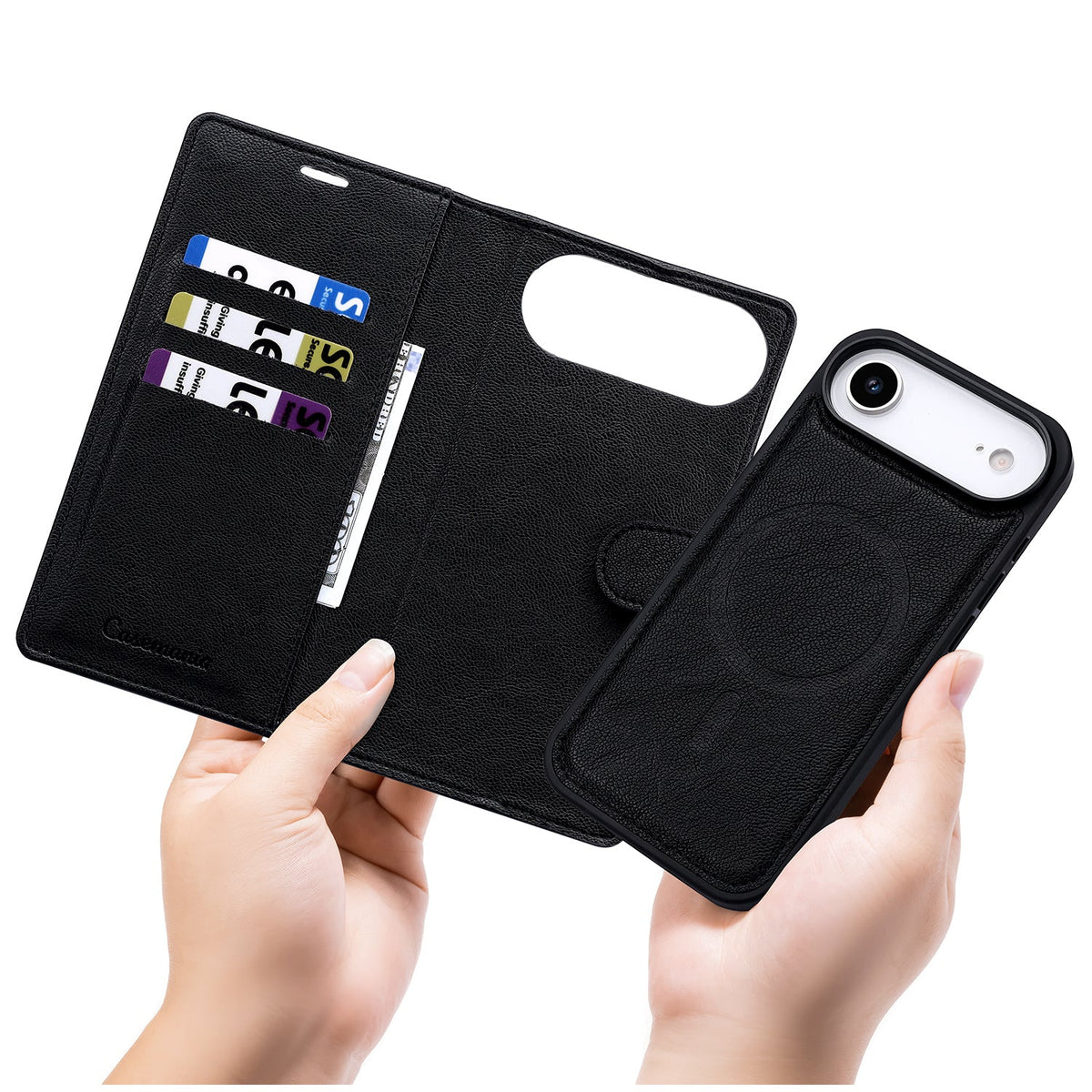 Apple iPhone Air Hoesje - Onyx Black Kunstleer - 2 in 1 MagSafe Bookcase