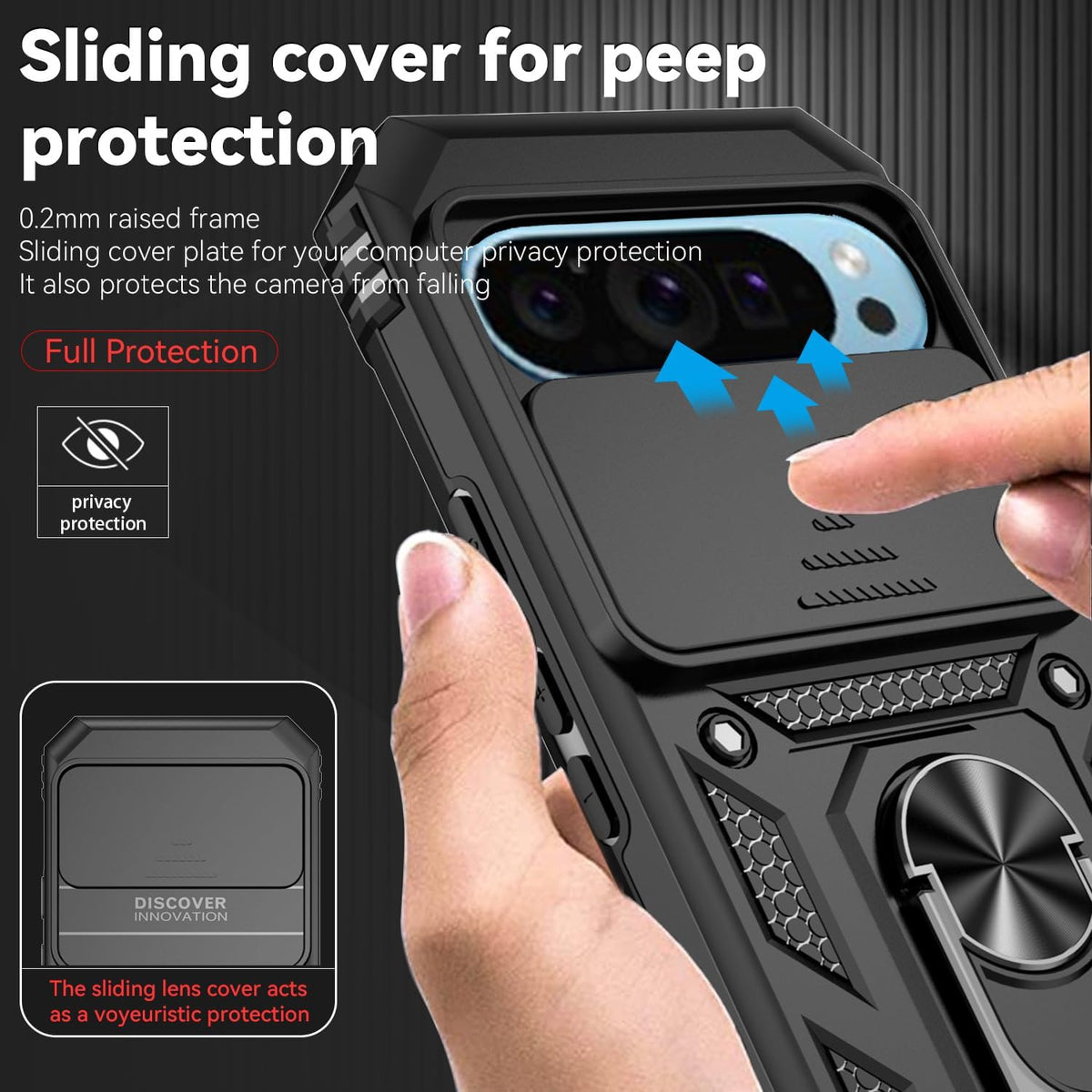 Google Pixel 9 Pro XL Hoesje - Zwart - Armor Kickstand Back Cover met Camerabescherming