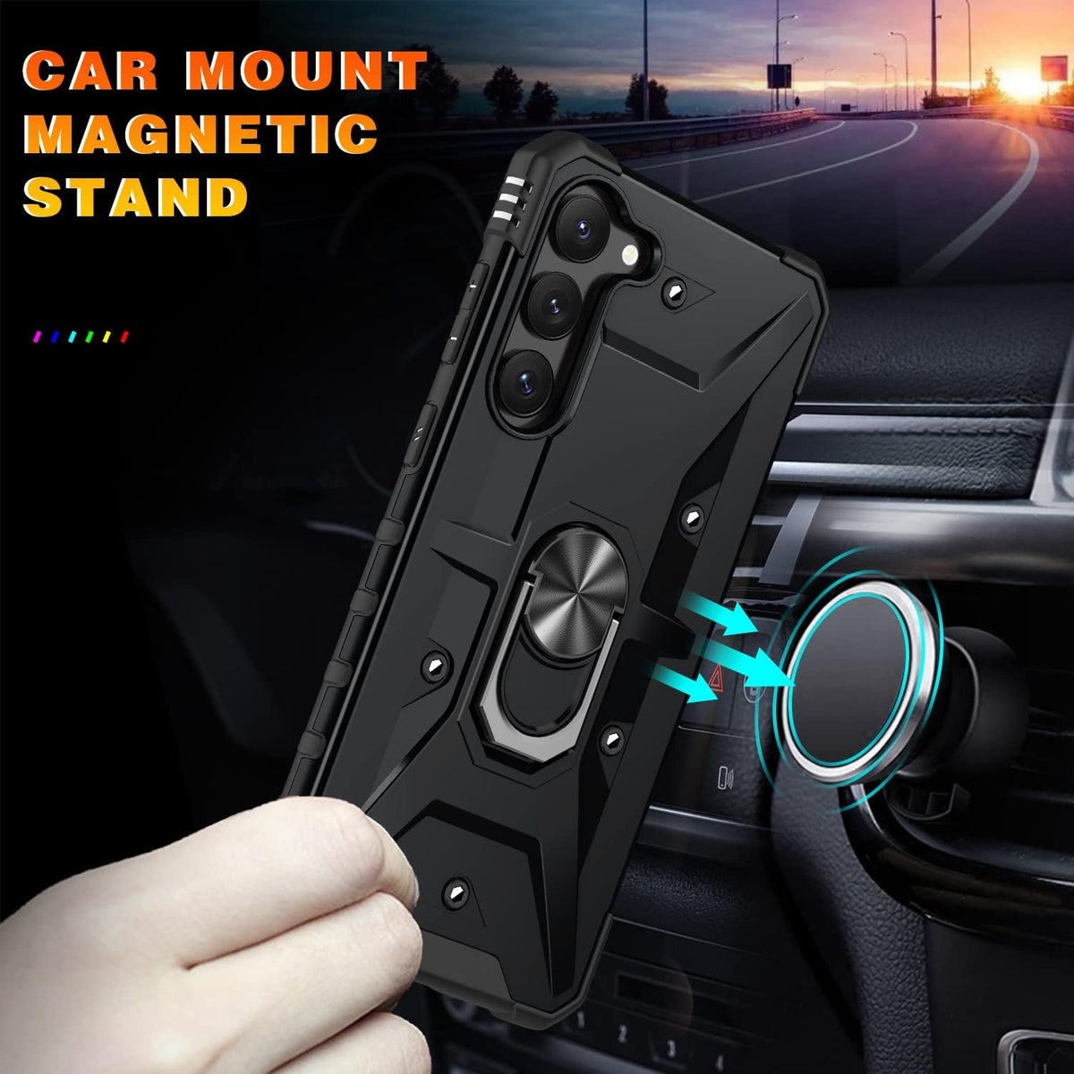Samsung Galaxy A15 Hoesje - Zwart - Armor Kickstand Back Cover
