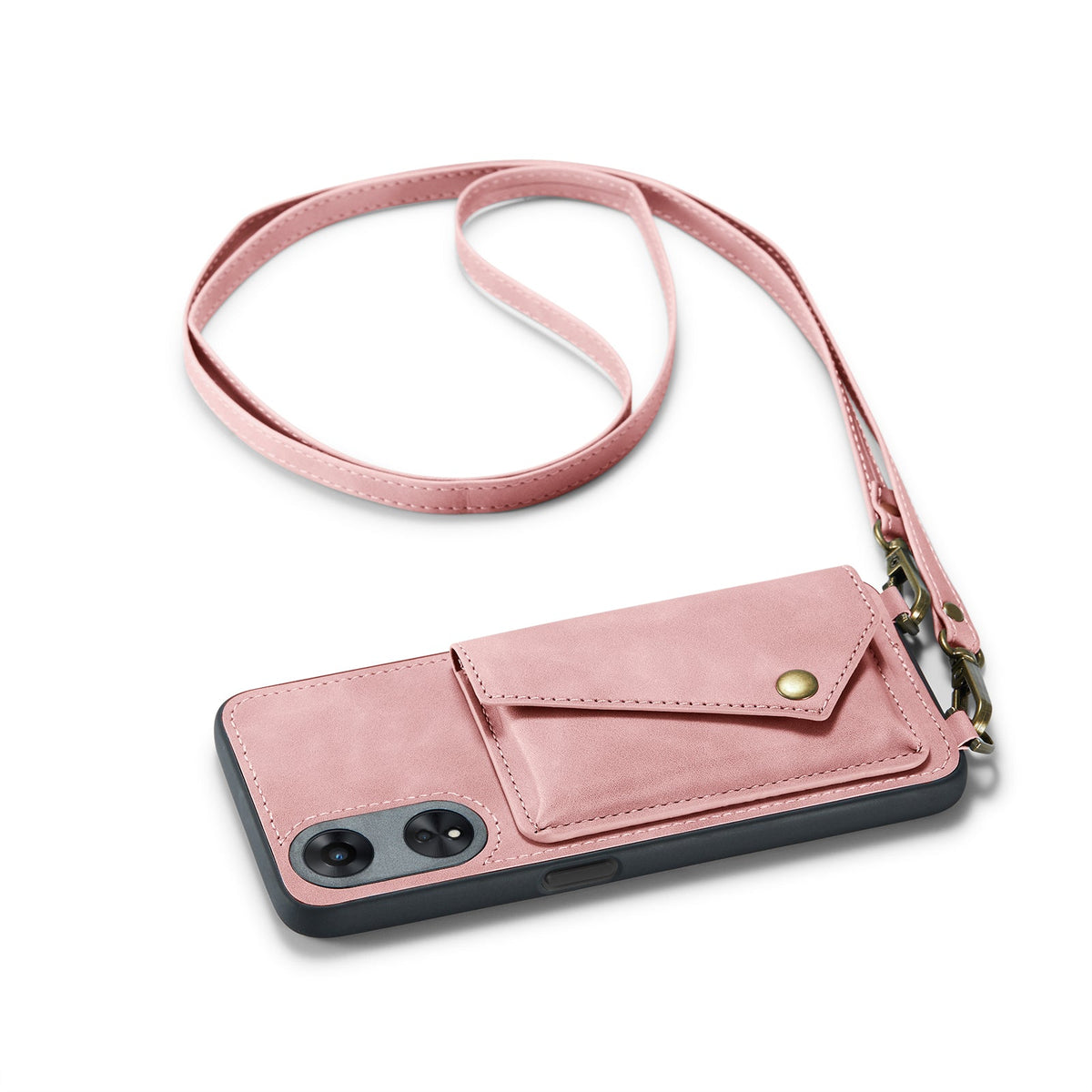 Coque Oppo A98 - Rose pâle - Étui arrière de luxe avec cordon pour téléphone