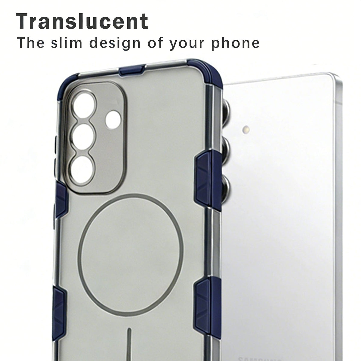 Samsung Galaxy A37 Hoesje - Transparant | Donker Blauw - Frosted Matte Hardcase MagSafe Back Cover