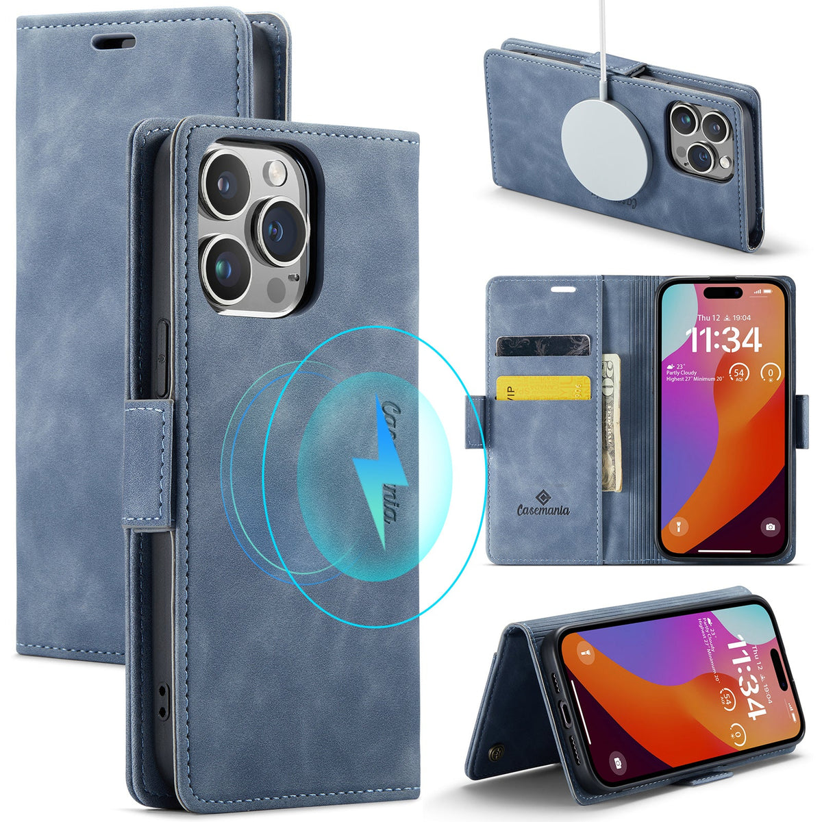 Apple iPhone 15 Pro Max Case - Shadow Gray - Wallet MagSafe Case