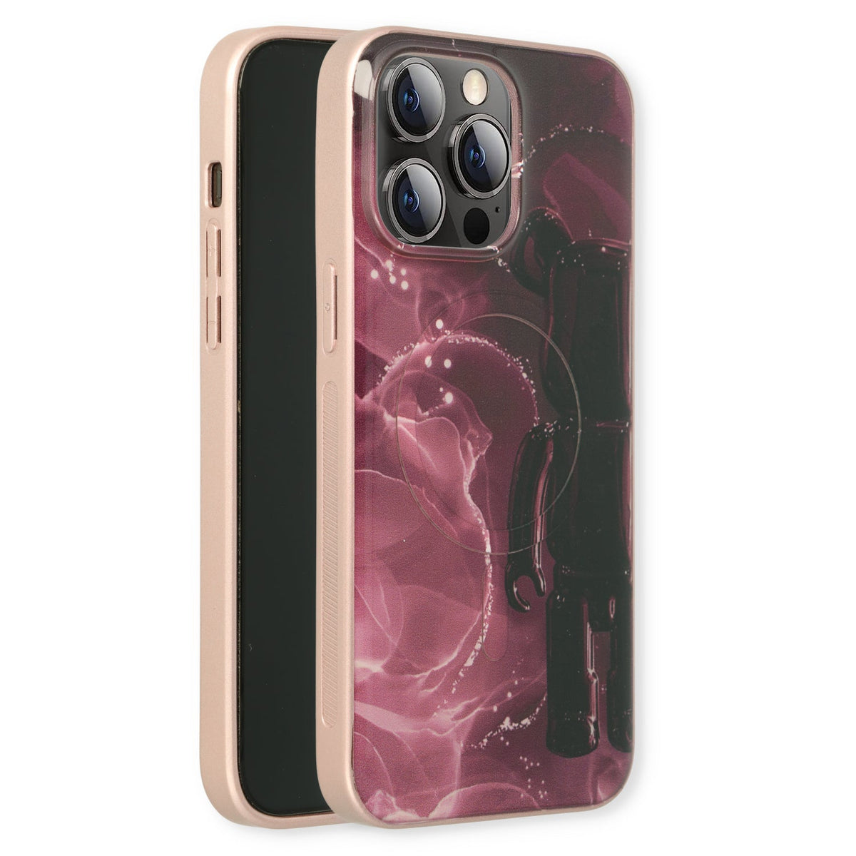 Apple iPhone 15 Pro Hoesje - Rood - Siliconen Marmer MagSafe Back Cover