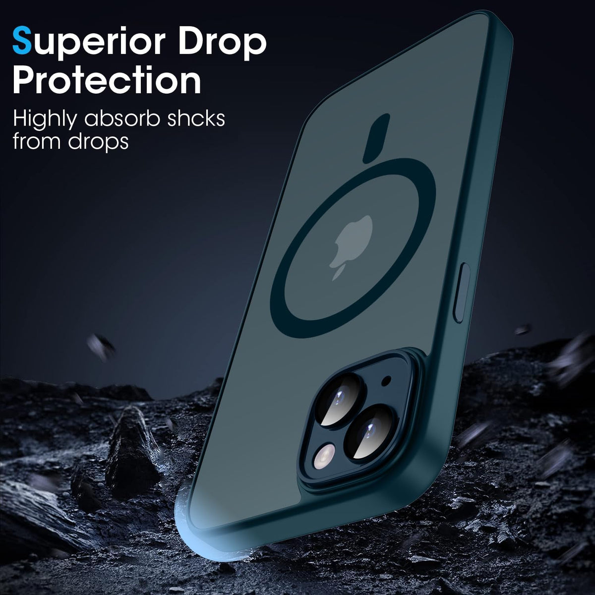 iPhone 15 Plus Hoesje - Blauw - Matte Armor MagSafe Back Cover