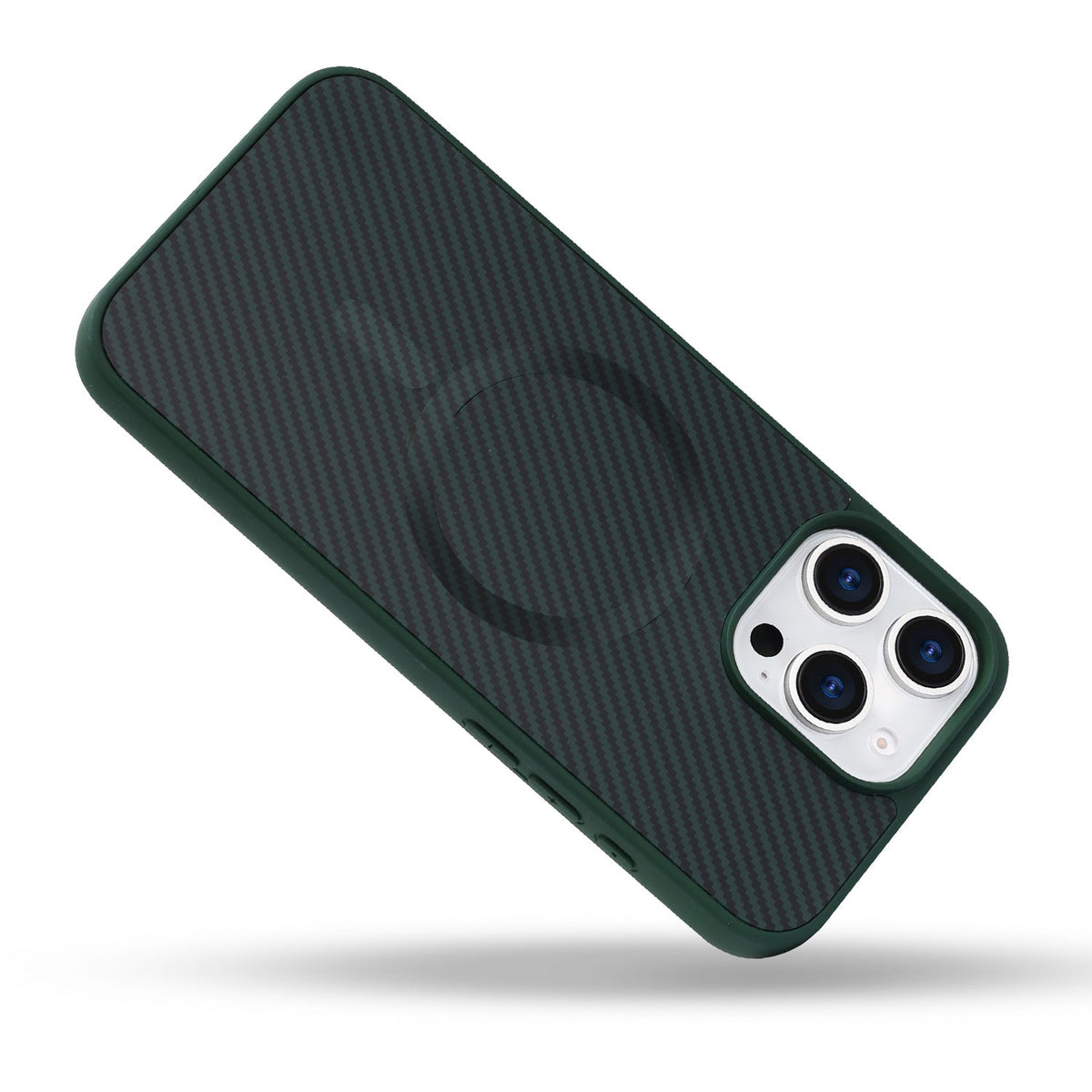 Apple iPhone 14 Pro Max Hoesje - Groen - Carbon MagSafe Back Cover