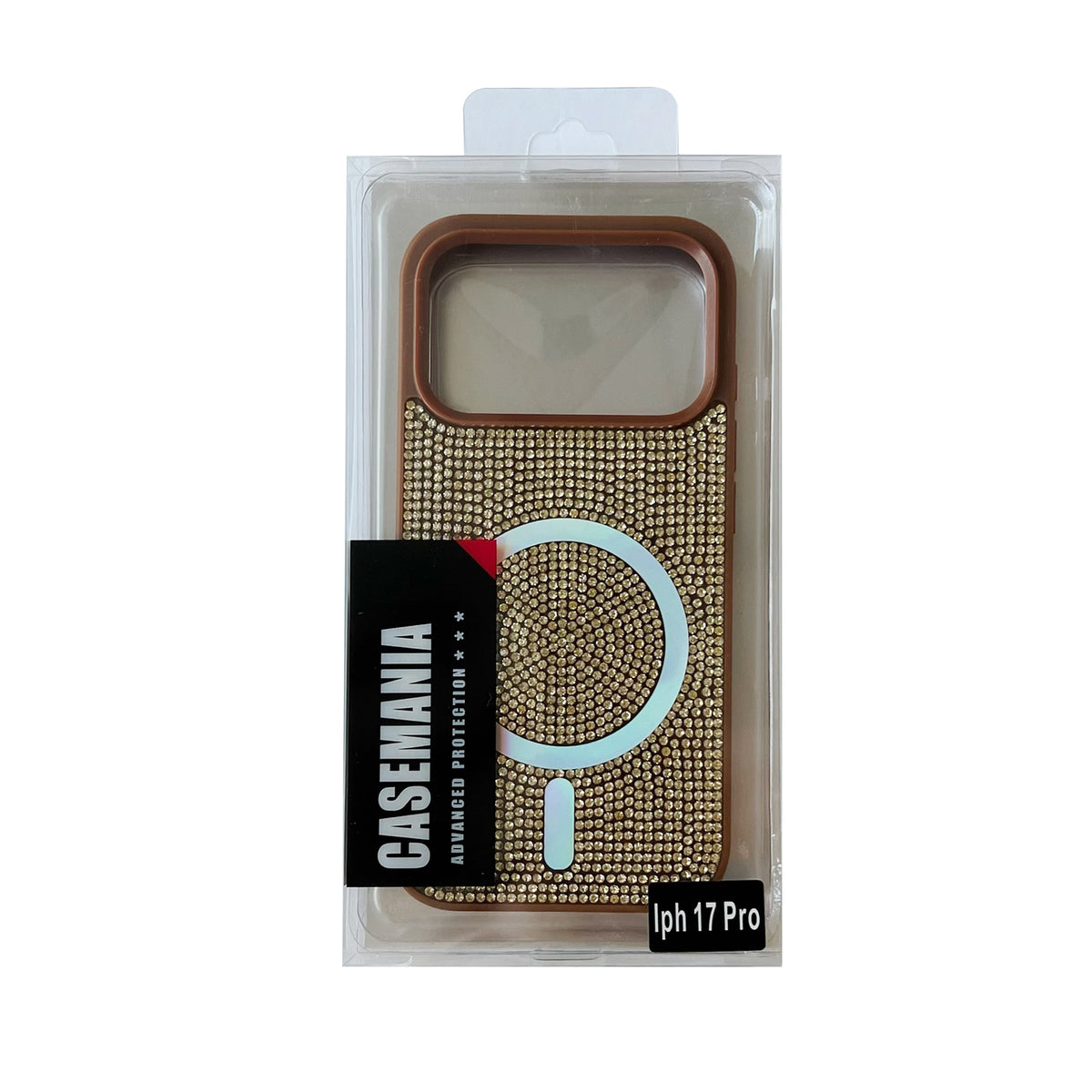 Apple iPhone 17 Pro Hoesje - Bruin - Diamant Glitter MagSafe Back Cover