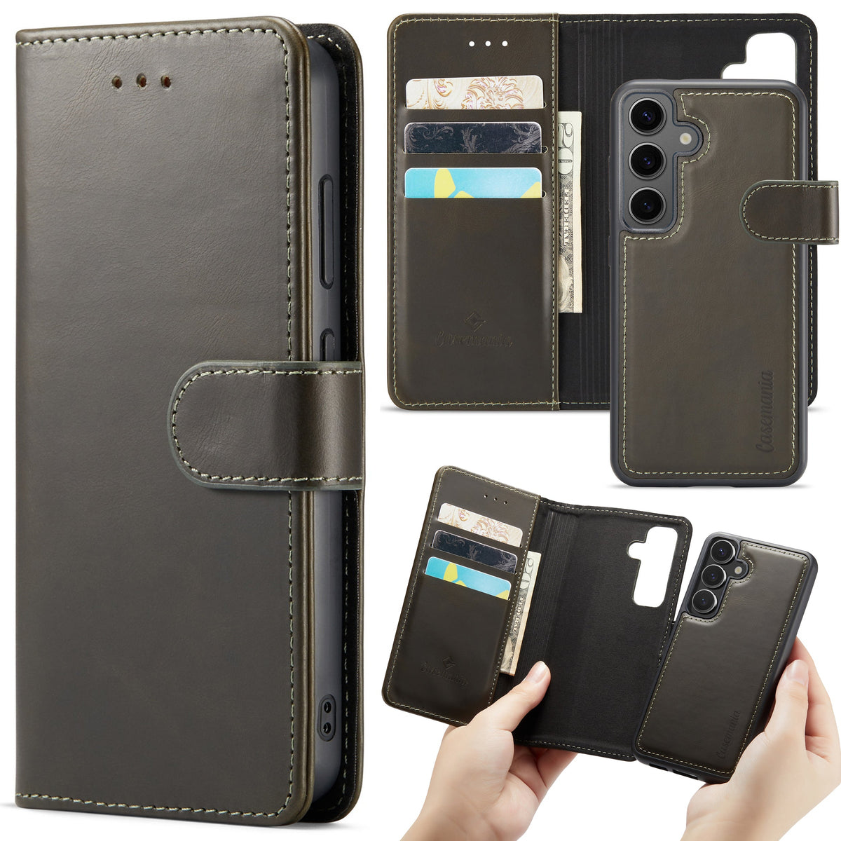 Samsung Galaxy S24 Hoesje - Emerald Green - Echt Leren 2 in 1 Bookcase