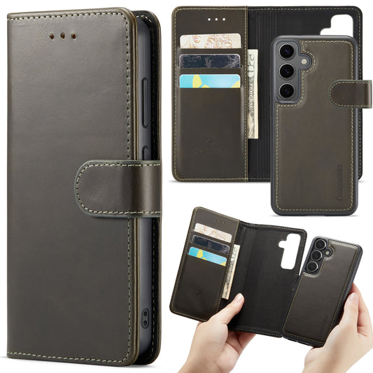 Samsung Galaxy S24 Hoesje - Emerald Green - Echt Leren 2 in 1 Bookcase