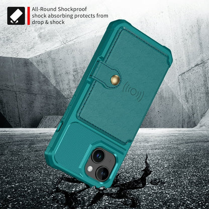 Apple iPhone 15 Plus Hülle - Türkis - Backcover mit Kartenfach