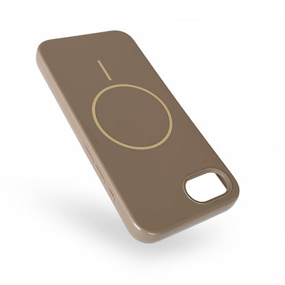 iPhone 16e Hoesje - Chocolate Brown - Glitter MagSafe Back Cover