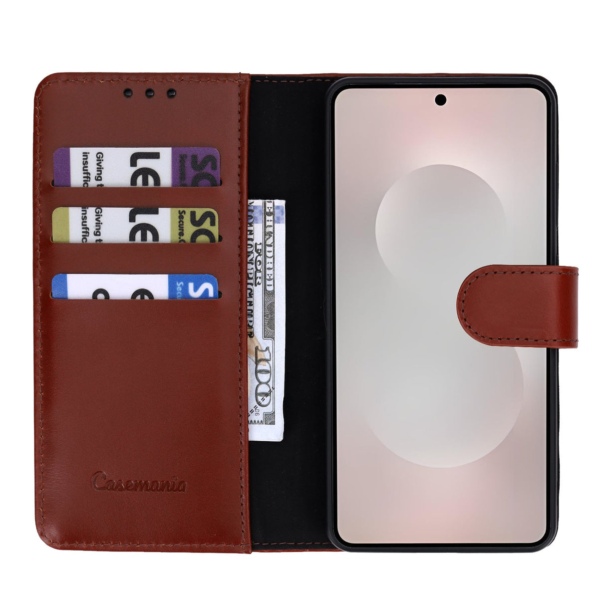 Samsung Galaxy A57 Hoesje - Chestnut Brown - Echt Leren 2 in 1 MagSafe Bookcase