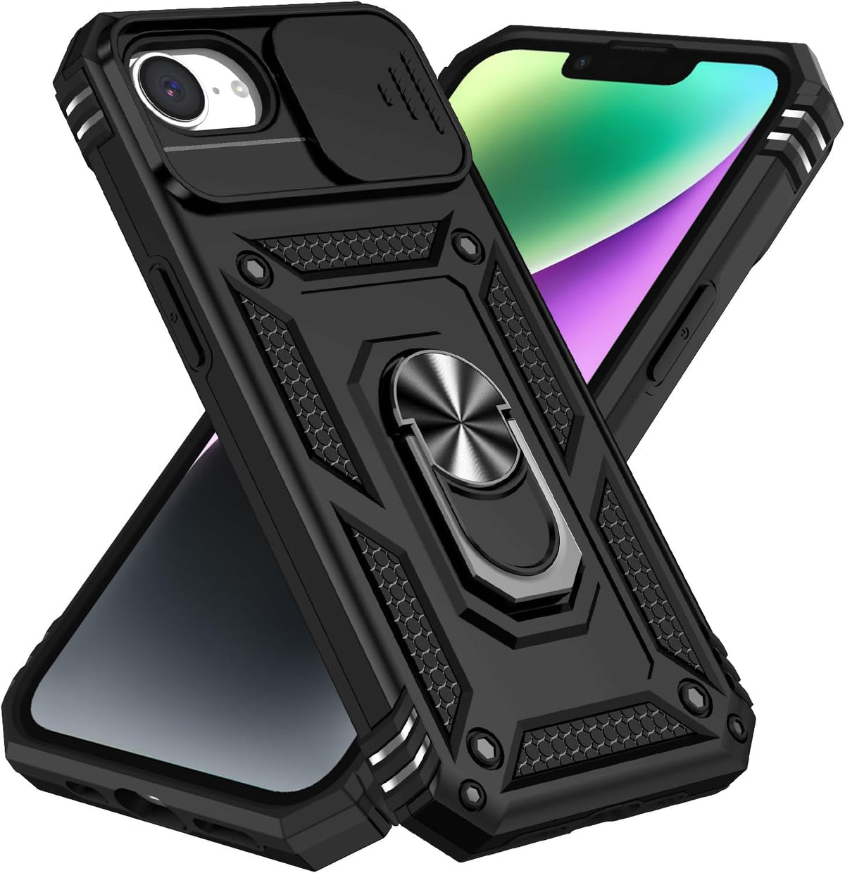 Apple iPhone 17e Hoesje - Zwart - Armor Kickstand en Camera Bescherming Back Cover