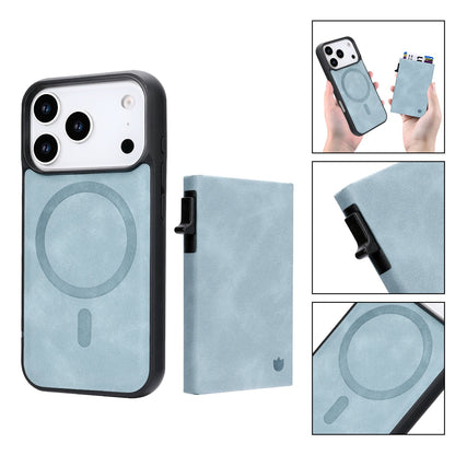 Apple iPhone 17 Pro Max Case - Aqua Blue - MagSafe Back Cover with Pull-Out Card Holder