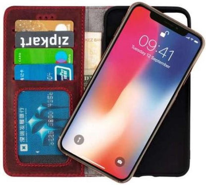 Apple iPhone 11 Pro Hoesje - Rood - Echt Leren Bookcase