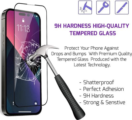 Apple iPhone 14 Pro Max Screenprotector - Full Cover met Camerabescherming - 2 Stuks